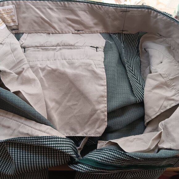 34x30 Vintage 70's Green Houndstooth Sears Stretch Pants Trousers Kings Road - Picture 7 of 9